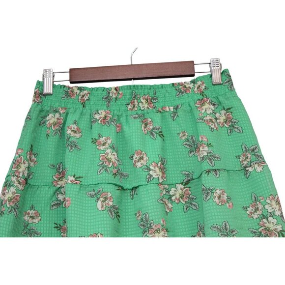 NWT LOFT Skirt Medium Petite Flowy Tiered Floral Preppy Spring Elastic Waist - Picture 2 of 12